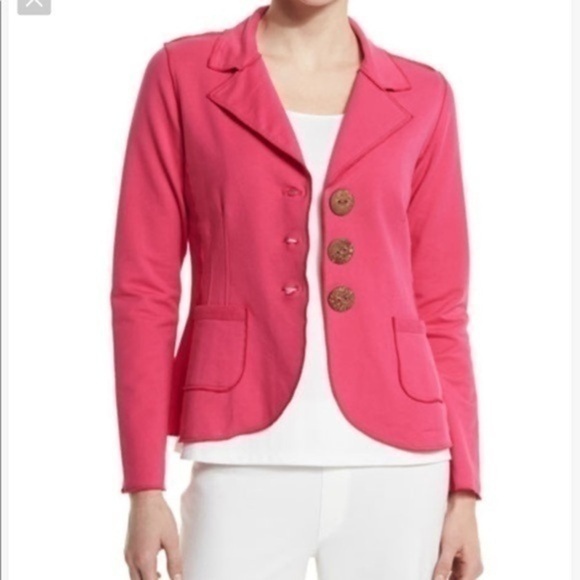Neon Buddha Small Blazer Jacket Pink 3 Button S Cotton Fall Jersey Knit - Picture 1 of 8